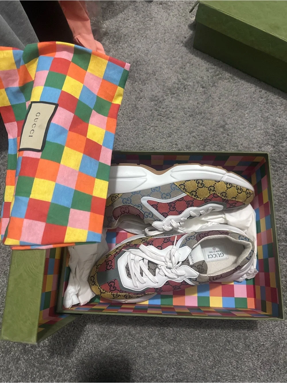 Gucci Kids Multicolor GG Canvas Sneakers in Yellow, Red, Blue & Beige